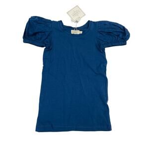 NWT Creamie Size 8 Vintage Indigo Swiss Dot Sleeve Top